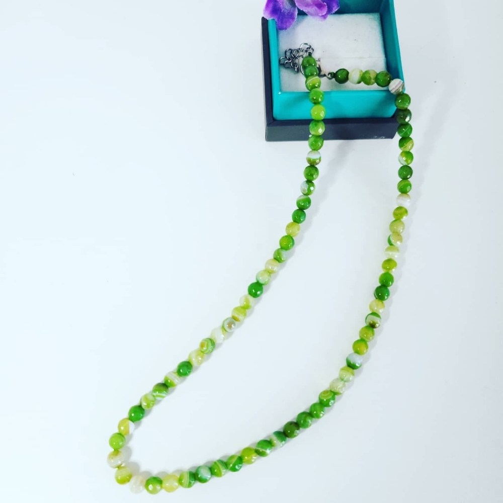 Green Agate faceted bead necklace